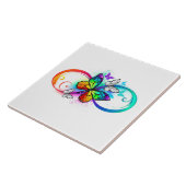 Helle Unendlichkeit mit Regenbogenschmetterling Fliese (Seite)