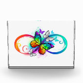 Helle Unendlichkeit mit Regenbogenschmetterling Fotoblock (Vorderseite)