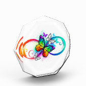 Helle Unendlichkeit mit Regenbogenschmetterling Fotoblock (Links)