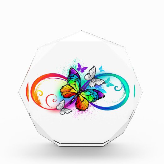 Helle Unendlichkeit mit Regenbogenschmetterling Fotoblock (Vorderseite)