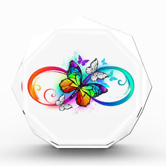 Helle Unendlichkeit mit Regenbogenschmetterling Fotoblock (Vorderseite)