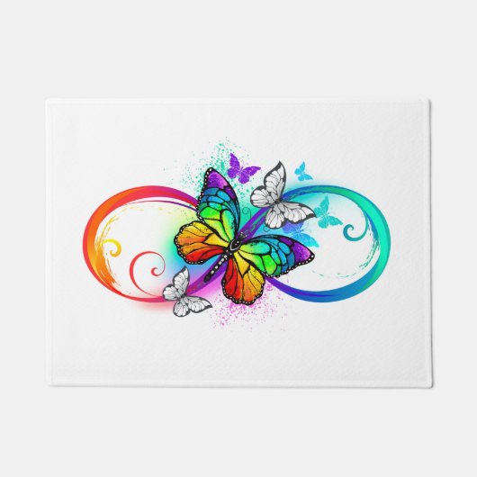 Helle Unendlichkeit mit Regenbogenschmetterling Fußmatte (Vorderseite)