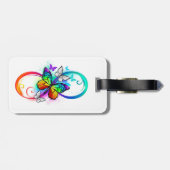 Helle Unendlichkeit mit Regenbogenschmetterling Gepäckanhänger (Rückseite horizontal)