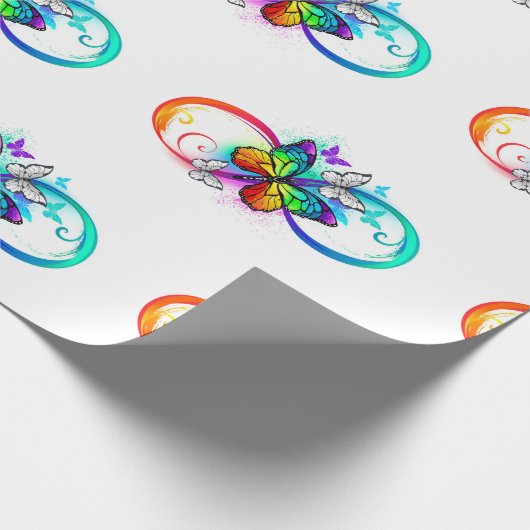 Helle Unendlichkeit mit Regenbogenschmetterling Geschenkpapier (Ecke)