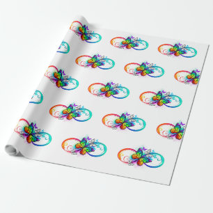 Helle Unendlichkeit mit Regenbogenschmetterling Geschenkpapier