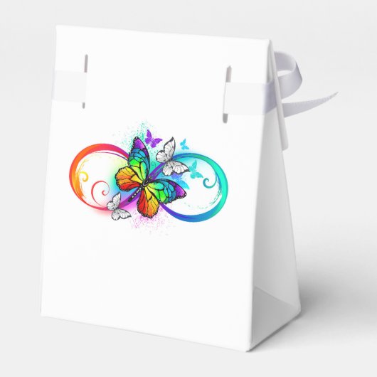 Helle Unendlichkeit mit Regenbogenschmetterling Geschenkschachtel (Rückseite)
