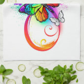 Helle Unendlichkeit mit Regenbogenschmetterling Geschirrtuch (Gefaltet)