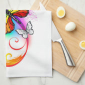 Helle Unendlichkeit mit Regenbogenschmetterling Geschirrtuch (Viertel Falte)