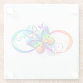 Helle Unendlichkeit mit Regenbogenschmetterling Glasuntersetzer (Rückseite)