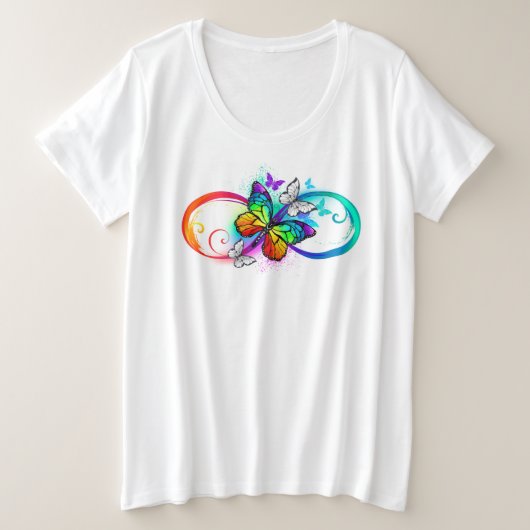 Helle Unendlichkeit mit Regenbogenschmetterling Große Größe T-Shirt (Design vorne)