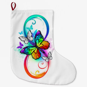 Helle Unendlichkeit mit Regenbogenschmetterling Großer Weihnachtsstrumpf
