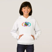 Helle Unendlichkeit mit Regenbogenschmetterling Hoodie (Vorne ganz)