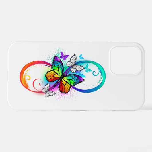 Helle Unendlichkeit mit Regenbogenschmetterling iPhone Hülle (Rückseite (Horizontal))