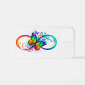 Helle Unendlichkeit mit Regenbogenschmetterling iPhone Hülle (Rückseite (Horizontal))