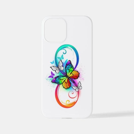 Helle Unendlichkeit mit Regenbogenschmetterling iPhone Hülle (Rückseite)