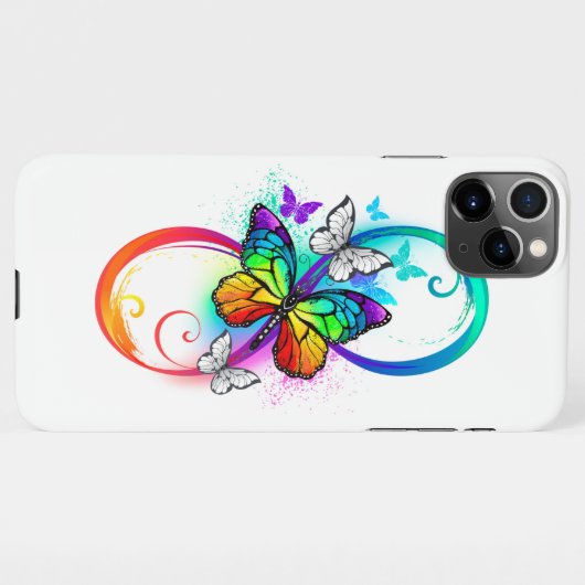 Helle Unendlichkeit mit Regenbogenschmetterling iPhone Hülle (Rückseite (Horizontal))