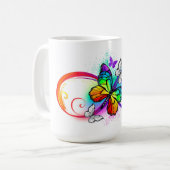 Helle Unendlichkeit mit Regenbogenschmetterling Kaffeetasse (Vorderseite Links)