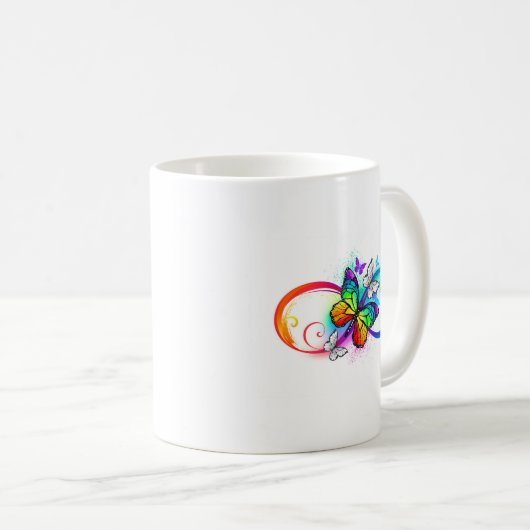 Helle Unendlichkeit mit Regenbogenschmetterling Kaffeetasse (VorderseiteRechts)