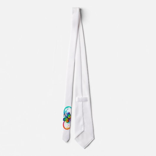 Helle Unendlichkeit mit Regenbogenschmetterling Krawatte (Rückseite)