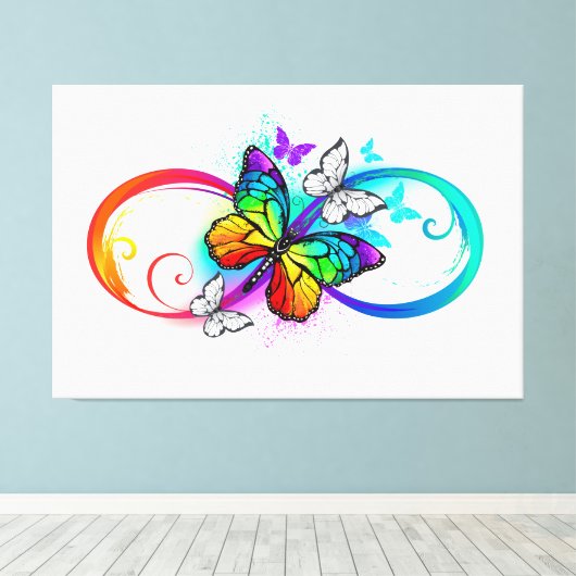 Helle Unendlichkeit mit Regenbogenschmetterling Leinwanddruck (Insitu (Holzboden))