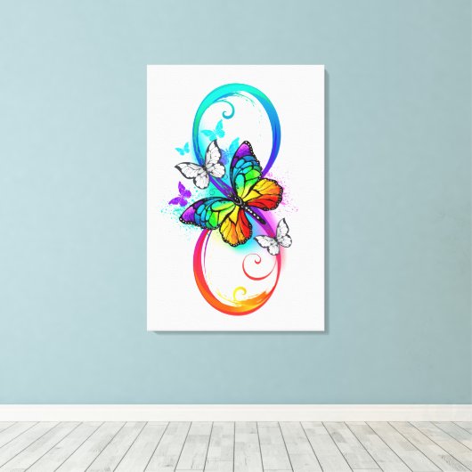 Helle Unendlichkeit mit Regenbogenschmetterling Leinwanddruck (Insitu (Holzboden))