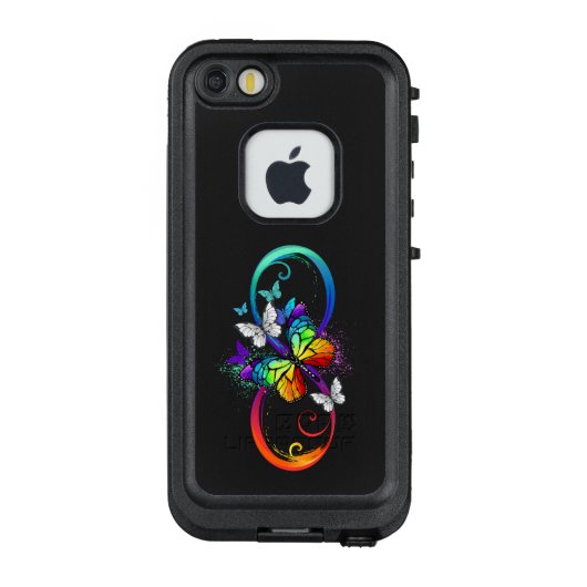 Helle Unendlichkeit mit Regenbogenschmetterling LifeProof iPhone Hülle (Rückseite)