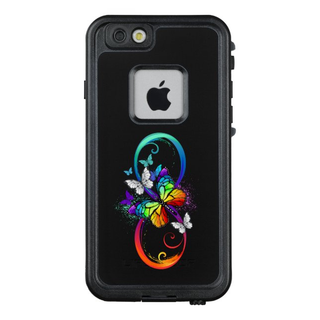 Helle Unendlichkeit mit Regenbogenschmetterling LifeProof iPhone Hülle (Rückseite)