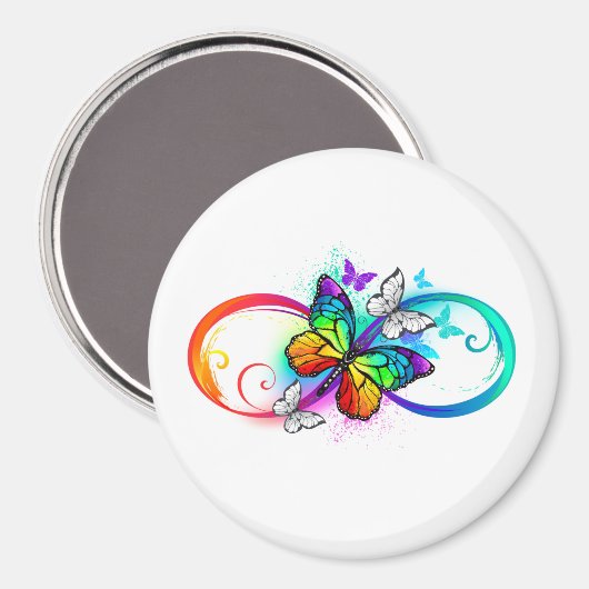 Helle Unendlichkeit mit Regenbogenschmetterling Magnet (Vorderseite/Rückseite)
