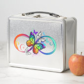 Helle Unendlichkeit mit Regenbogenschmetterling Metall Brotdose (Beispiel)