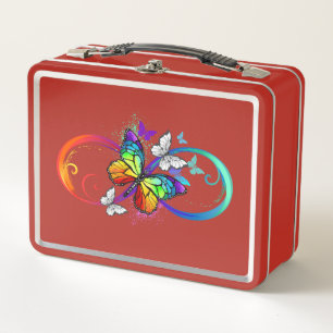 Helle Unendlichkeit mit Regenbogenschmetterling Metall Brotdose