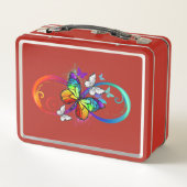 Helle Unendlichkeit mit Regenbogenschmetterling Metall Brotdose (Rückseite)