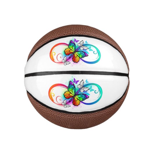 Helle Unendlichkeit mit Regenbogenschmetterling Mini Basketball (Vorderseite)