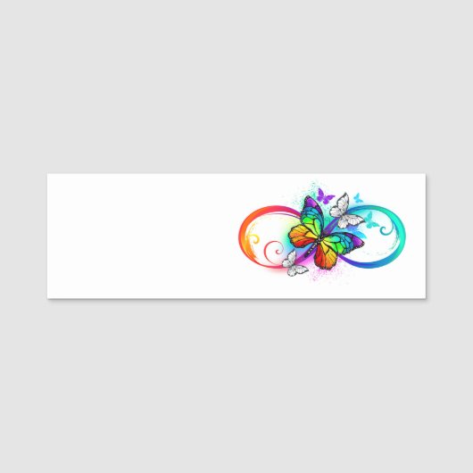 Helle Unendlichkeit mit Regenbogenschmetterling Namensschild (Vorderseite)