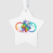 Helle Unendlichkeit mit Regenbogenschmetterling Ornament (Vorderseite)