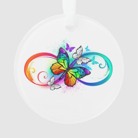 Helle Unendlichkeit mit Regenbogenschmetterling Ornament (Rückseite)