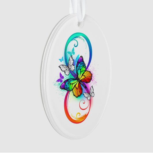 Helle Unendlichkeit mit Regenbogenschmetterling Ornament (Vorderseite)