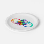 Helle Unendlichkeit mit Regenbogenschmetterling Pappteller (Schrägansicht)