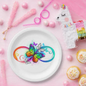 Helle Unendlichkeit mit Regenbogenschmetterling Pappteller (Party)