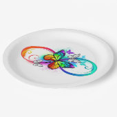 Helle Unendlichkeit mit Regenbogenschmetterling Pappteller (Schrägansicht)