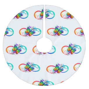 Helle Unendlichkeit mit Regenbogenschmetterling Polyester Weihnachtsbaumdecke