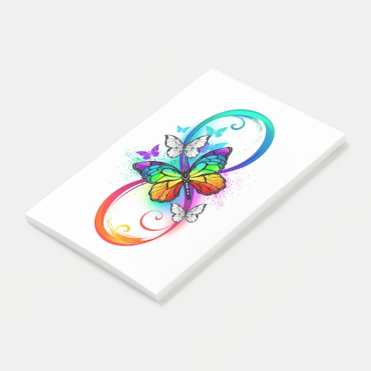 Helle Unendlichkeit mit Regenbogenschmetterling Post-it Klebezettel (angewinkelt)