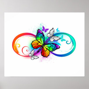 Helle Unendlichkeit mit Regenbogenschmetterling Poster