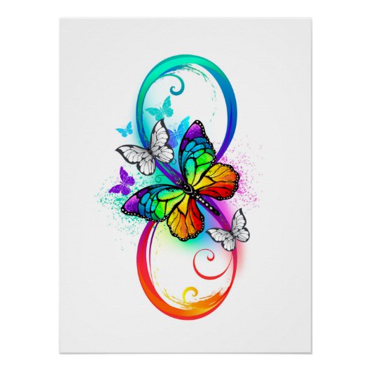 Helle Unendlichkeit mit Regenbogenschmetterling Poster (Vorderseite)