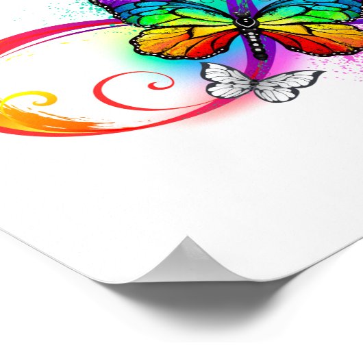 Helle Unendlichkeit mit Regenbogenschmetterling Poster (Ecke)