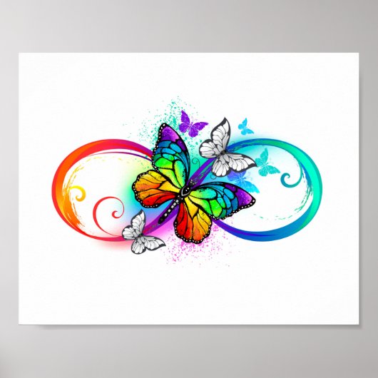 Helle Unendlichkeit mit Regenbogenschmetterling Poster (Vorne)
