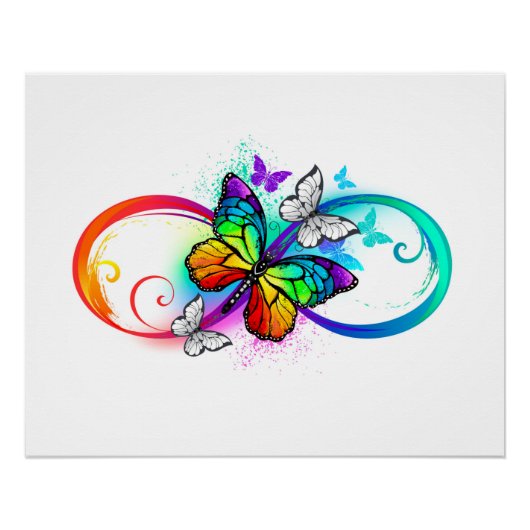 Helle Unendlichkeit mit Regenbogenschmetterling Poster (Vorderseite)