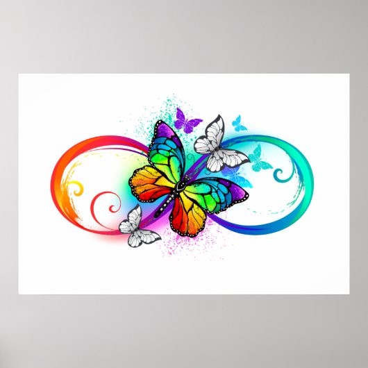 Helle Unendlichkeit mit Regenbogenschmetterling Poster (Vorne)