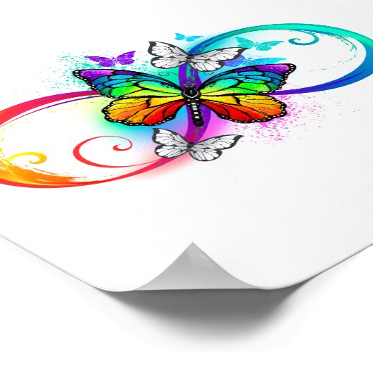 Helle Unendlichkeit mit Regenbogenschmetterling Poster (Ecke)