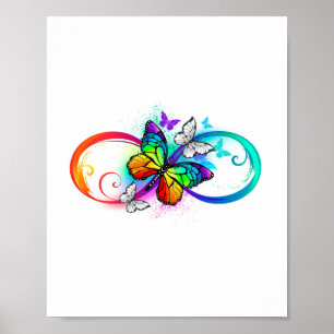 Helle Unendlichkeit mit Regenbogenschmetterling Poster