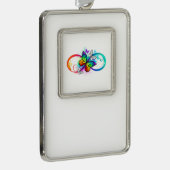 Helle Unendlichkeit mit Regenbogenschmetterling Rahmen-Ornament Silber (Rechts)